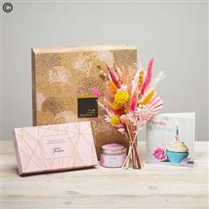 Birthday Dried Flowers, Candle and Chocolates Gift Set