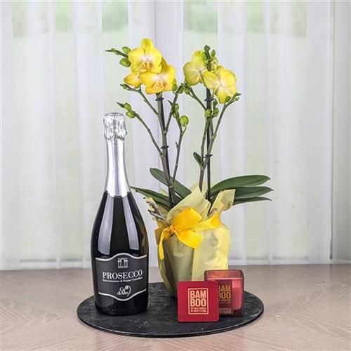 Orchid Prosecco and Candle Gift Set