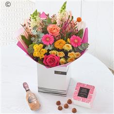 Mother's Day Brights Hand-tied with Chocolates &amp; Prosecco